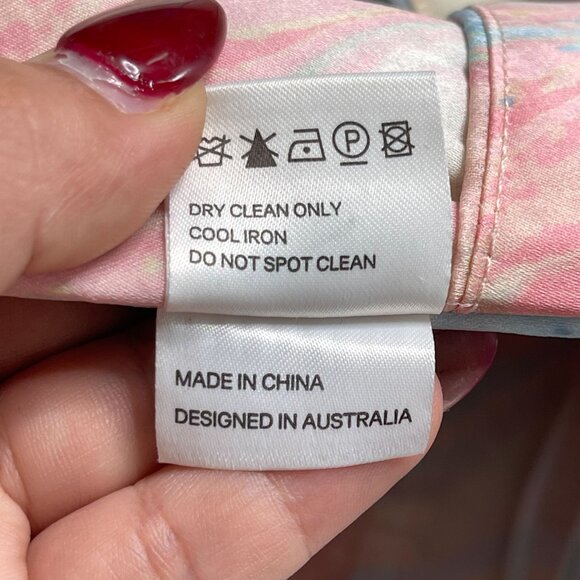 Zimmermann Women's Pastel Marble Pink Blue Zip Up 100% Silk Corset Size 1 / 6 US - Picture 5 of 8